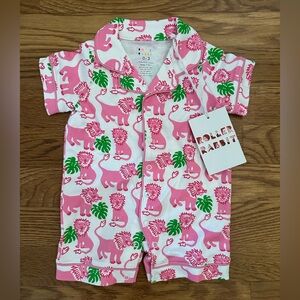 NWT Roller Rabbit Pink and Green Baby Romper
